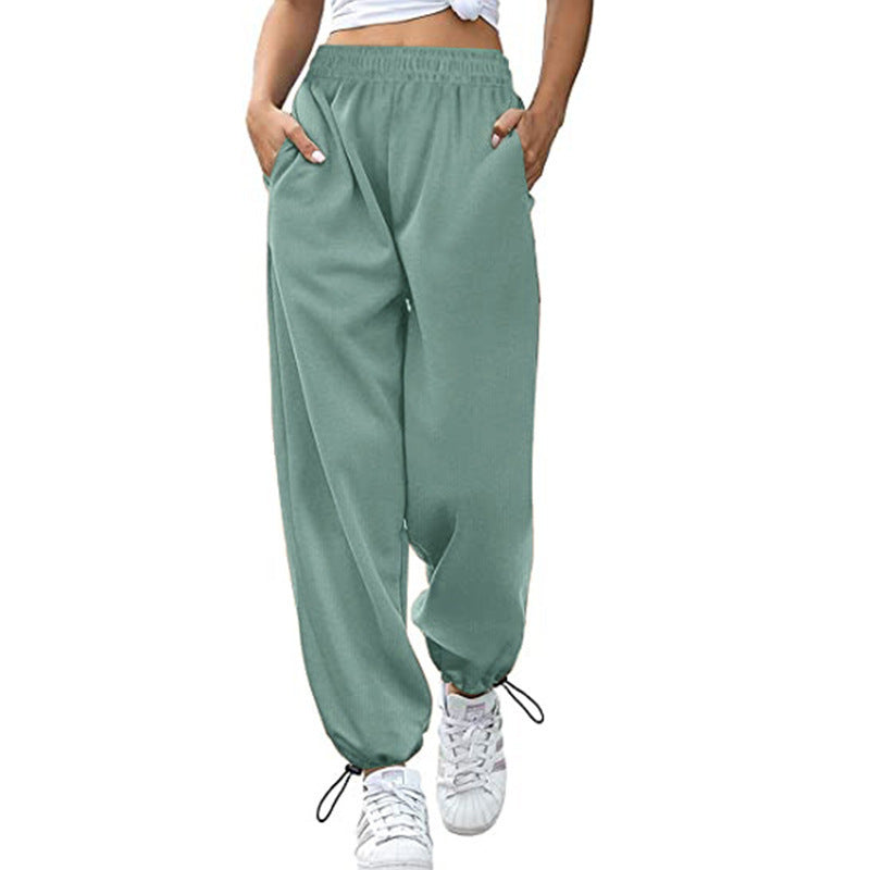 Damen Hohe Taille Entspannte Passform Jogginghose Drune