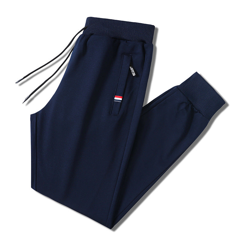 Herren Slim-Fit Jogginghose mit elastischem Rippbund, Kordelzug und Reißverschlusstaschen Drune