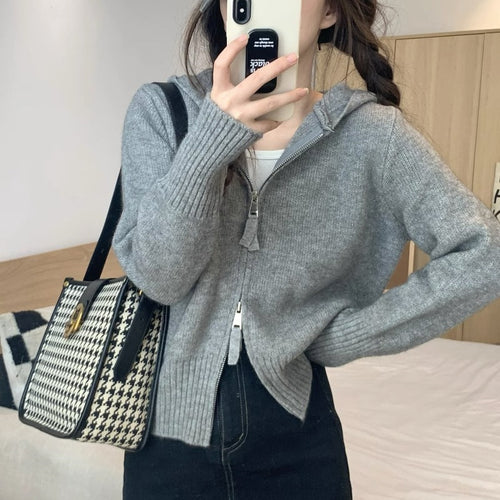 Damen Strickjacke mit hochwertigem Stoff und modischem Reißverschluss Drune