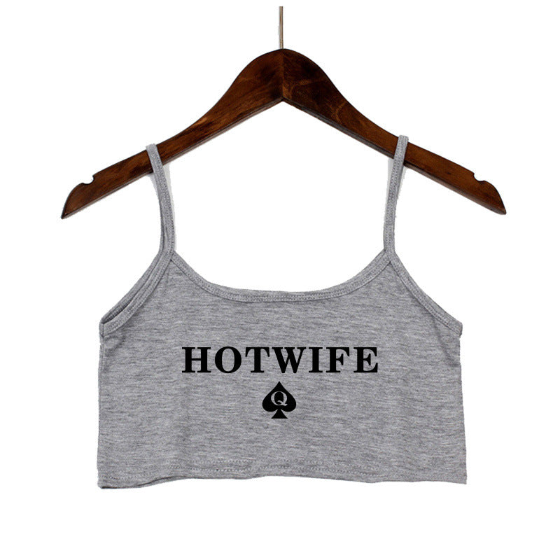 Damen Crop-Top mit modernen Schriftzügen und verstellbaren Trägern Drune