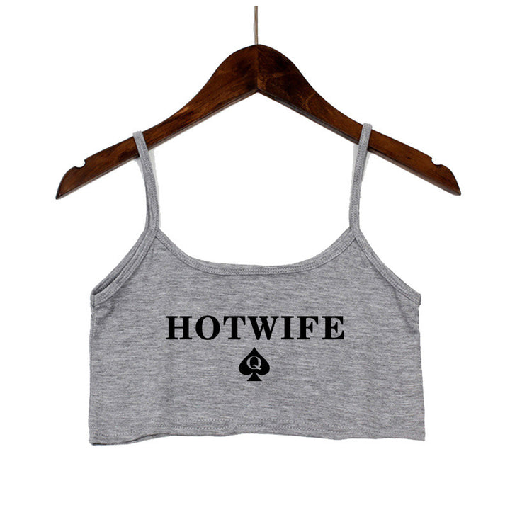 Damen Crop-Top mit modernen Schriftzügen und verstellbaren Trägern Drune