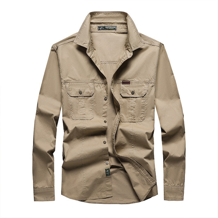 Herren nan Hemdjacke aus robustem Baumwoll-Twill mit verstärkten Brusttaschen Drune