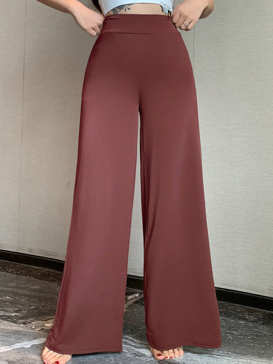 Damen Hochtaillierte Palazzo-Hose Drune