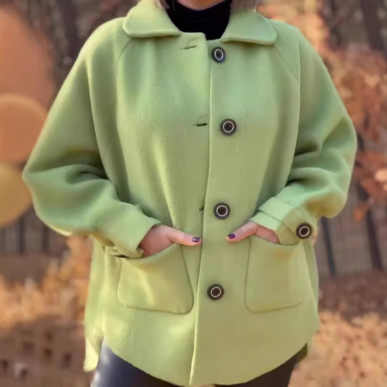 Damen weiche Wolljacke mit Schulterpasse und Knopfdetails Drune
