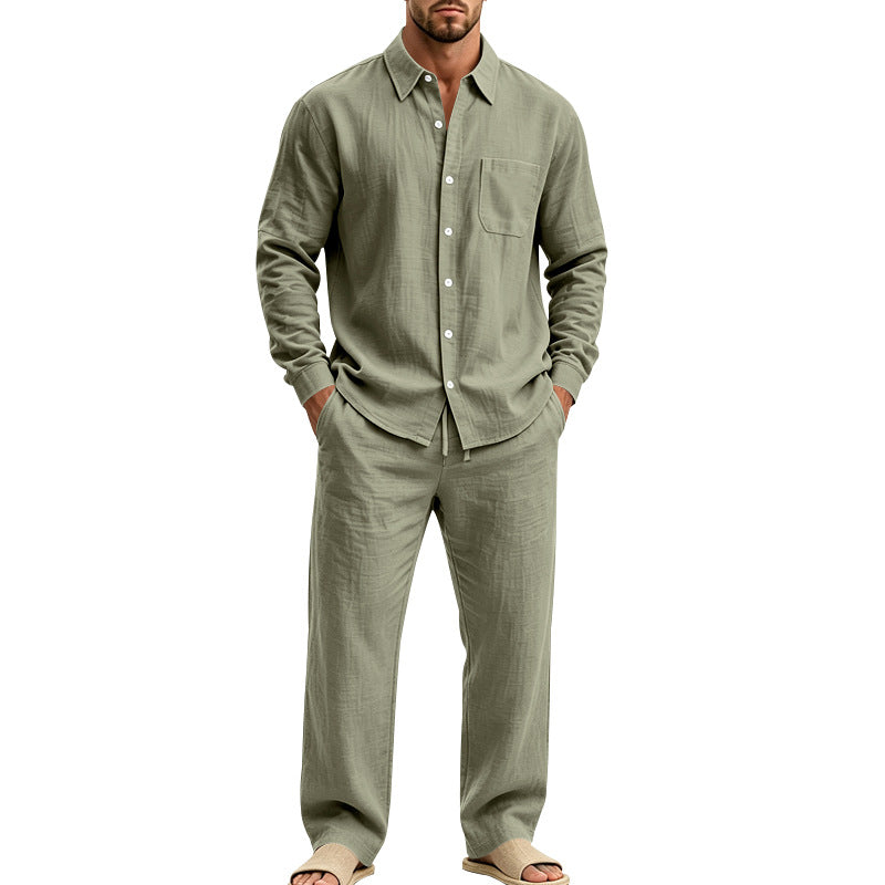 Herren entspanntes Leinen-Hemd und weite Loungewear-Hose Drune