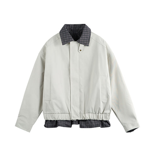 Herren Layered-Optik Blousonjacke mit Karokragen und verstellbarem Saum Drune