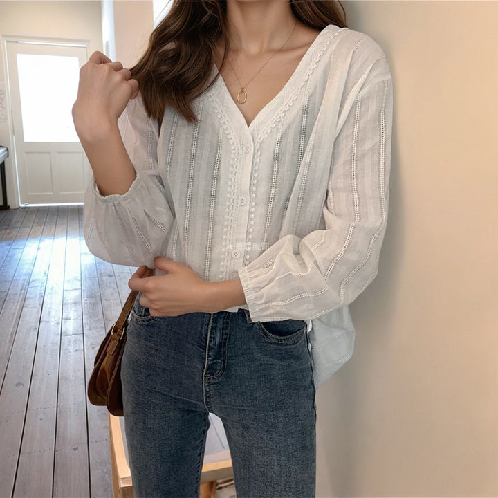 Damen Elegante und luftige Bluse mit Knopfdetails Drune