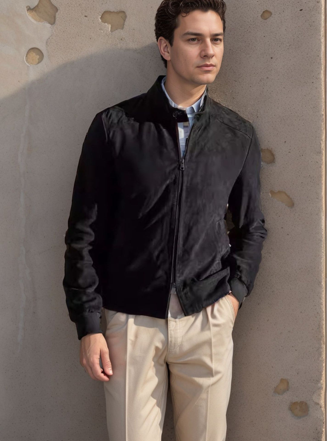 Herren Sportliche Leichte Jacke mit modernem Kragen Drune