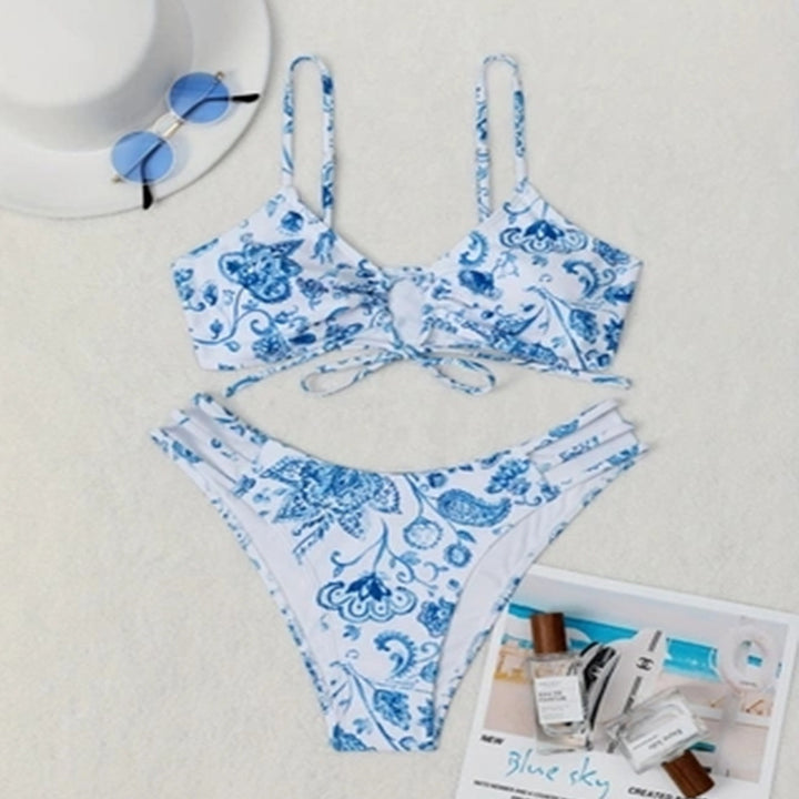 Damen Triangel-Bikini mit verspieltem Blumendruck Drune