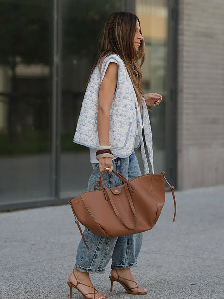 Damen Geräumiger Leder-Shopper mit geschwungener Silhouette und Magnetverschluss Drune