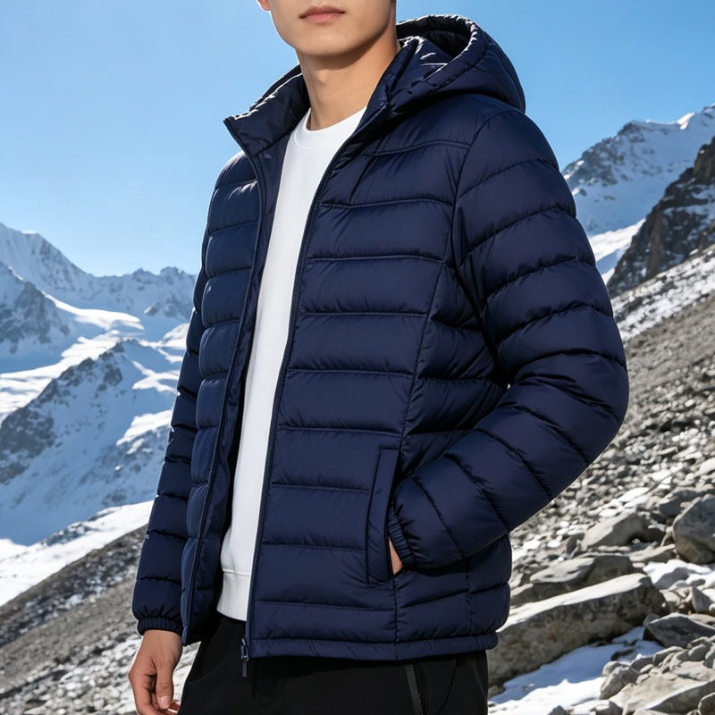 Herren Wattierte leichte Kapuzensteppjacke mit Thermofüllung und durchgehendem Reißverschluss Drune