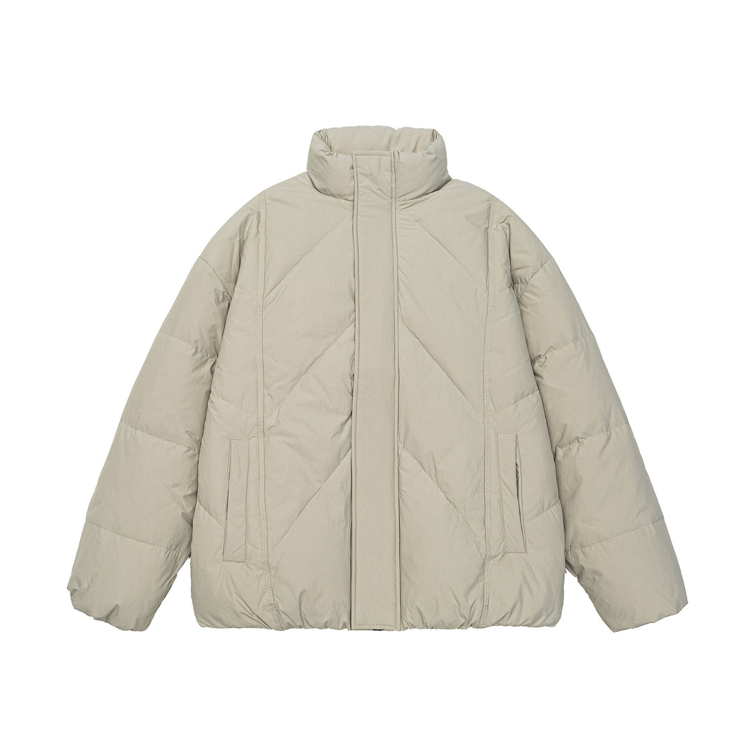 Unisex Oversized gesteppte Winterjacke mit hohem Stehkragen und verdecktem Reißverschluss Drune