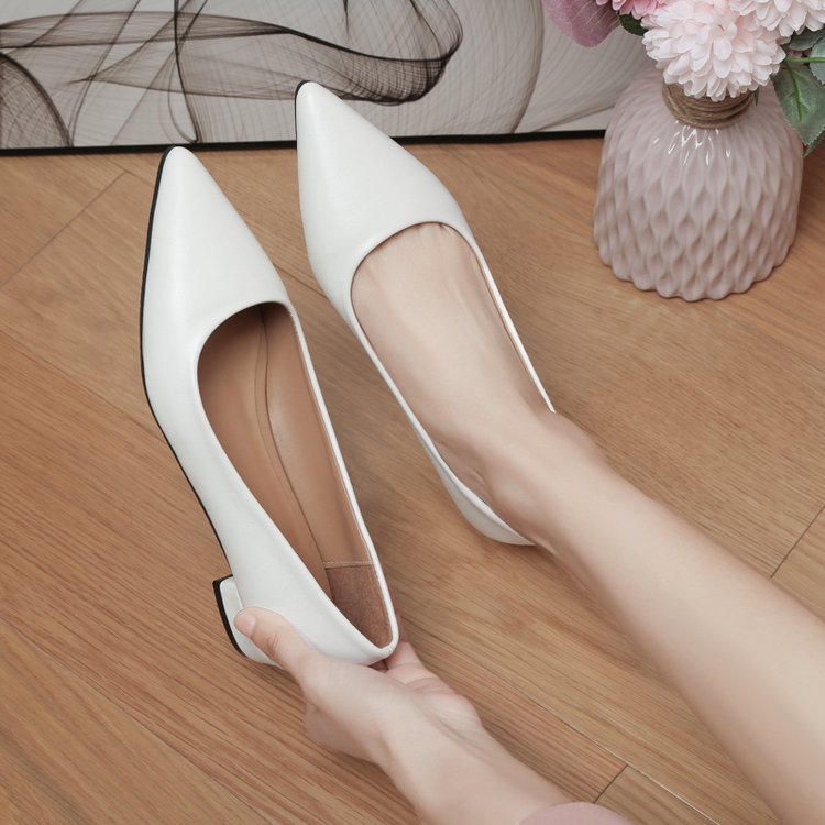 Damen elegante spitze Ballerinas mit bequemem Blockabsatz Drune