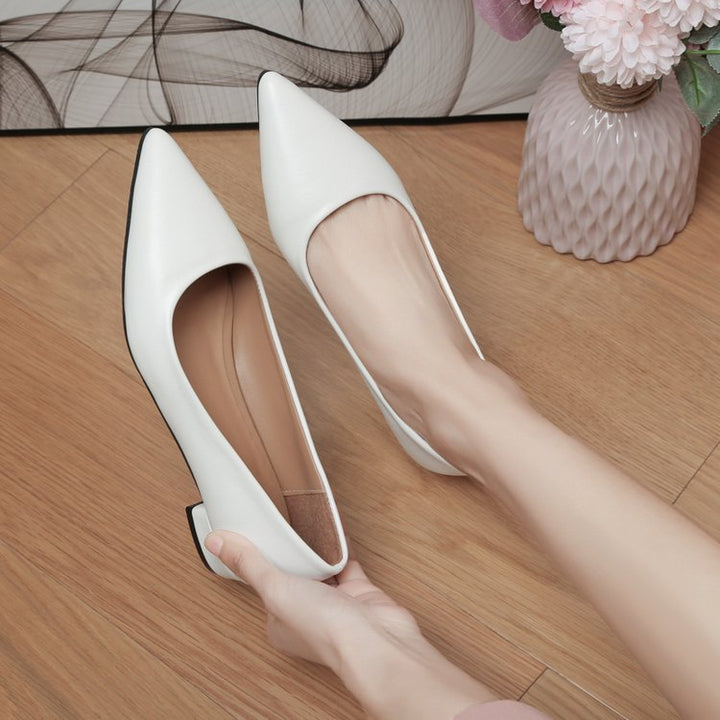 Damen elegante spitze Ballerinas mit bequemem Blockabsatz Drune