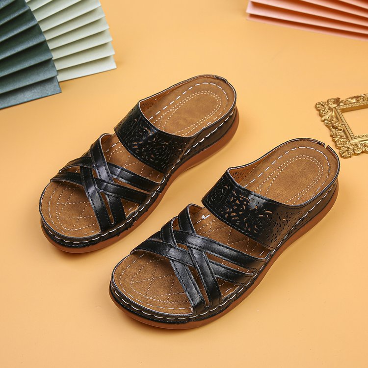 Damen komfortable und stilvolle Pantolette mit durchbrochenem Design Drune
