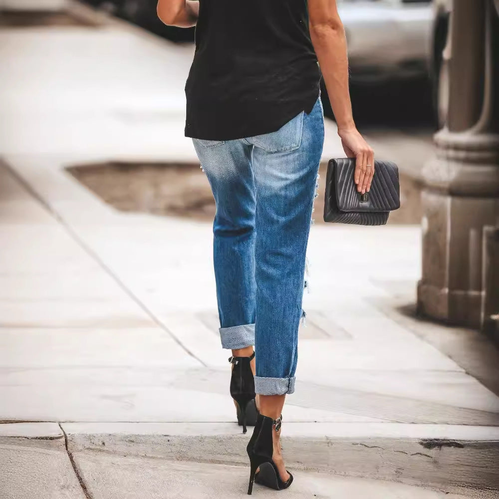 Damen Boyfriend Jeans im modischen Destroyed-Look mit lässigem Schnitt Drune