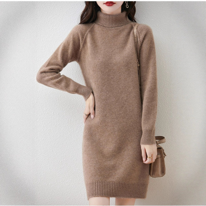 Damen Strickkleid mit hohem Kragen und weichem Material Drune