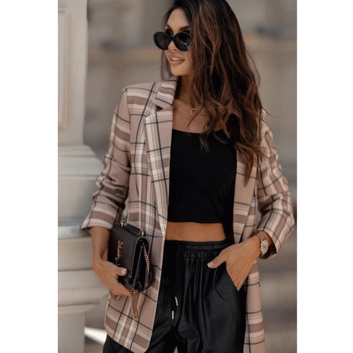 Damen Karierter Blazer Drune