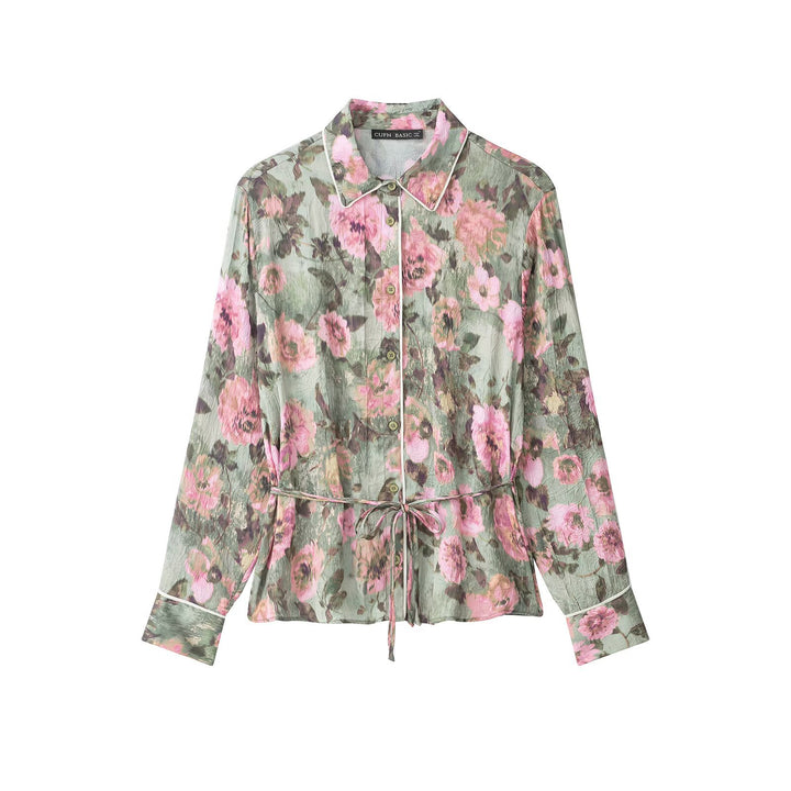 Damen Weite Plissee-Hose mit Blumenprint und elastischen Bündchen Drune