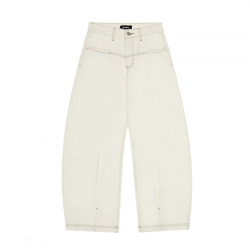 Damen Weite Cropped Ballon-Jeans mit hohem Bund und sichtbaren Kontrastnähten Drune