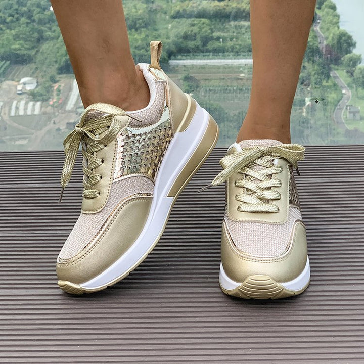 Damen Sneakers mit modischem Metallic-Akzent und atmungsaktiver Dämpfung Drune