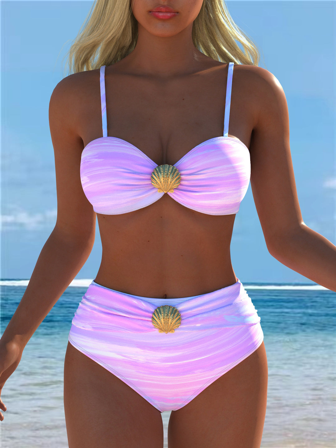 Damen Bikini-Set mit floralem Balconette-Oberteil und hochgeschnittenem Höschen Drune