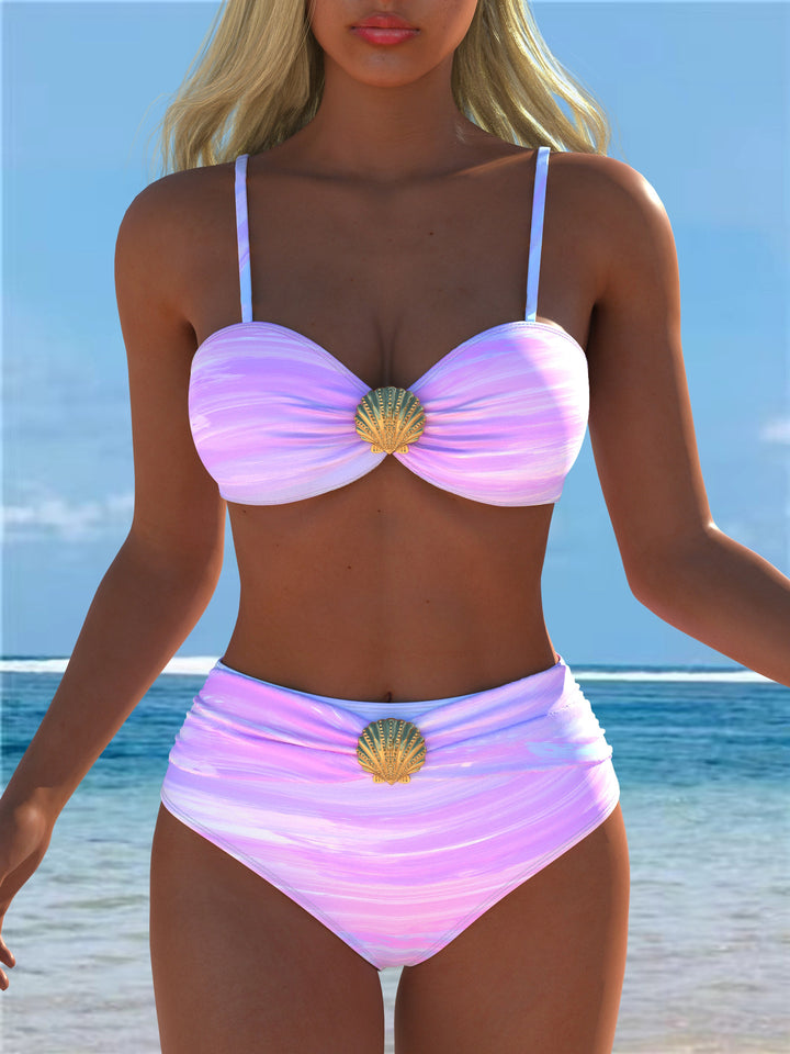 Damen Bikini-Set mit floralem Balconette-Oberteil und hochgeschnittenem Höschen Drune