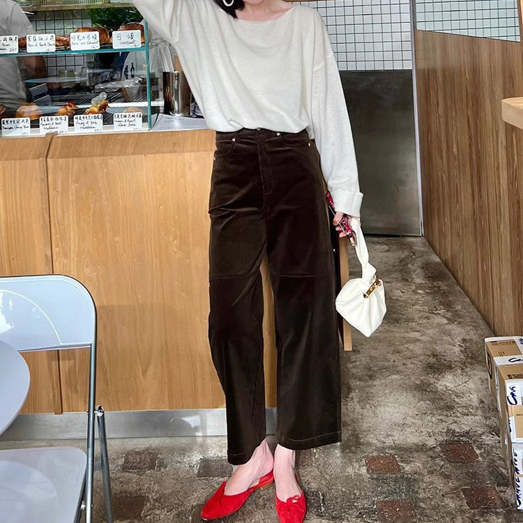 Damen Elegante weite Cordhose Drune