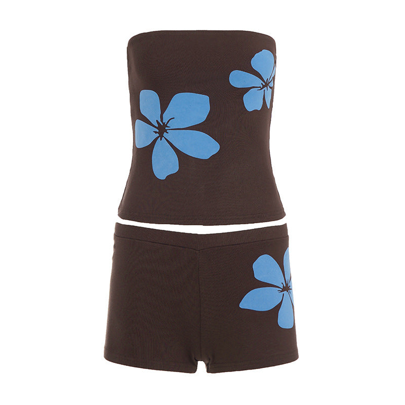 Damen kurze Leggings mit floralem Design Drune