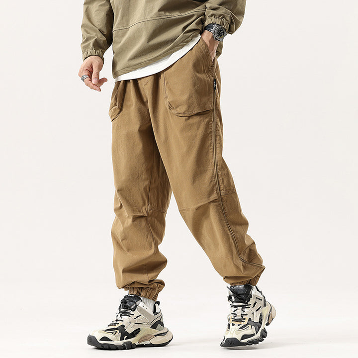 Herren Cargo-Jogginghose im Utility-Streetstyle mit Elastikbund, Tunnelzug und verstärkten Kniepaneelen Drune