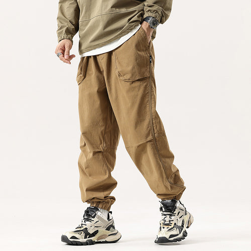 Herren Cargo-Jogginghose im Utility-Streetstyle mit Elastikbund, Tunnelzug und verstärkten Kniepaneelen Drune