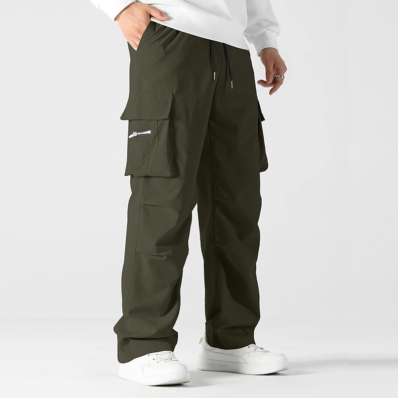 Herren weite Utility-Cargohose mit Tunnelzugbund, Knieabnähern und Multifachtaschen Drune