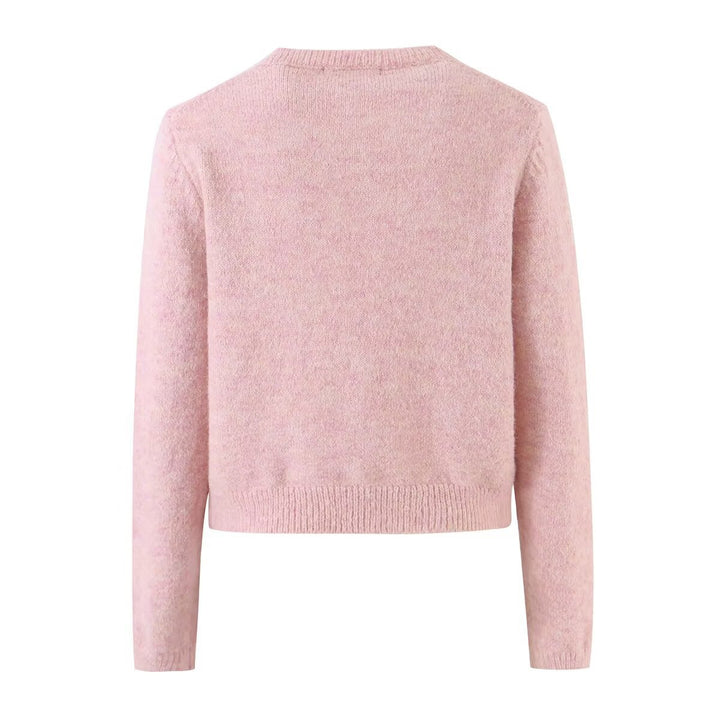 Damen Feinstrick-Cardigan mit Rundhalsausschnitt, Perlmuttknopfleiste und flauschiger Mohair-Optik Drune
