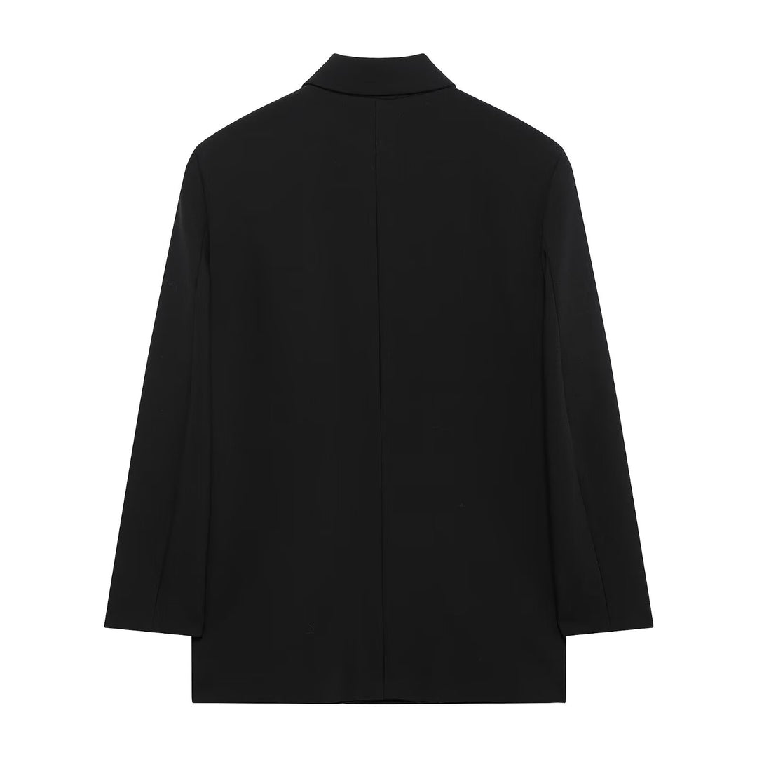Damen Langer Zweireihiger Blazer-Mantel mit Oversize-Schnitt und Pattentaschen Drune