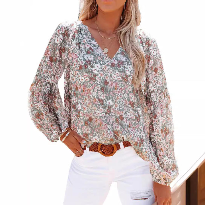 Damen Blusenshirt mit floralem Muster und lockerer Passform Drune