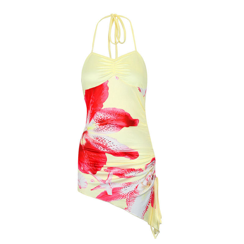 Damen Badeanzug mit Blumenmuster und asymmetrischem Schnitt Drune