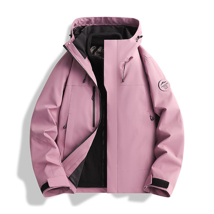Herren Atmungsaktive, Wasserdichte Softshell-Jacke mit Fleecefutter und Kapuze Drune
