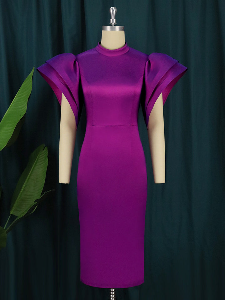 Damen Exklusives Midikleid mit voluminösen Puffärmel Drune