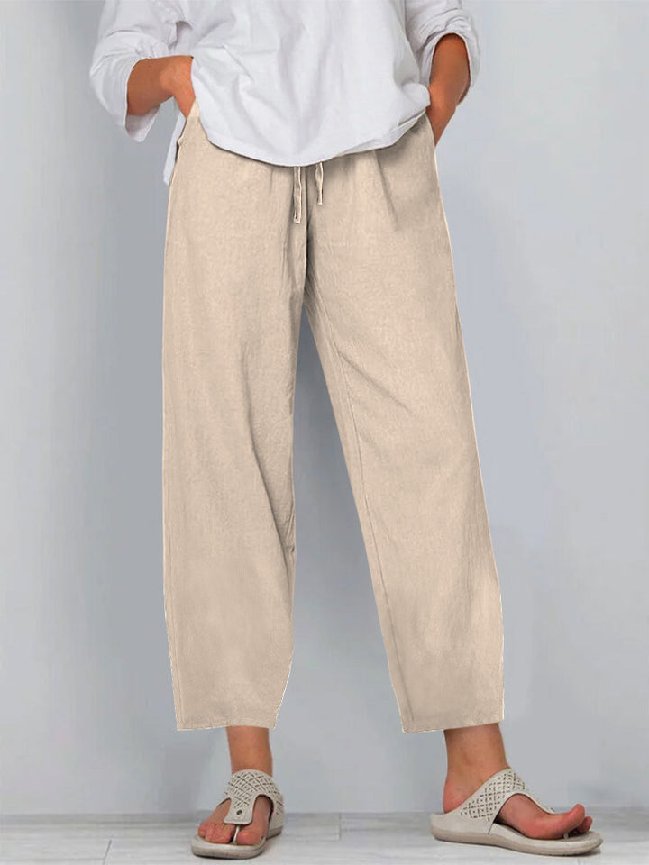 Damen Relaxed Culotte-Hosen mit Kordelzug, Seitentaschen und Knöchellänge Drune