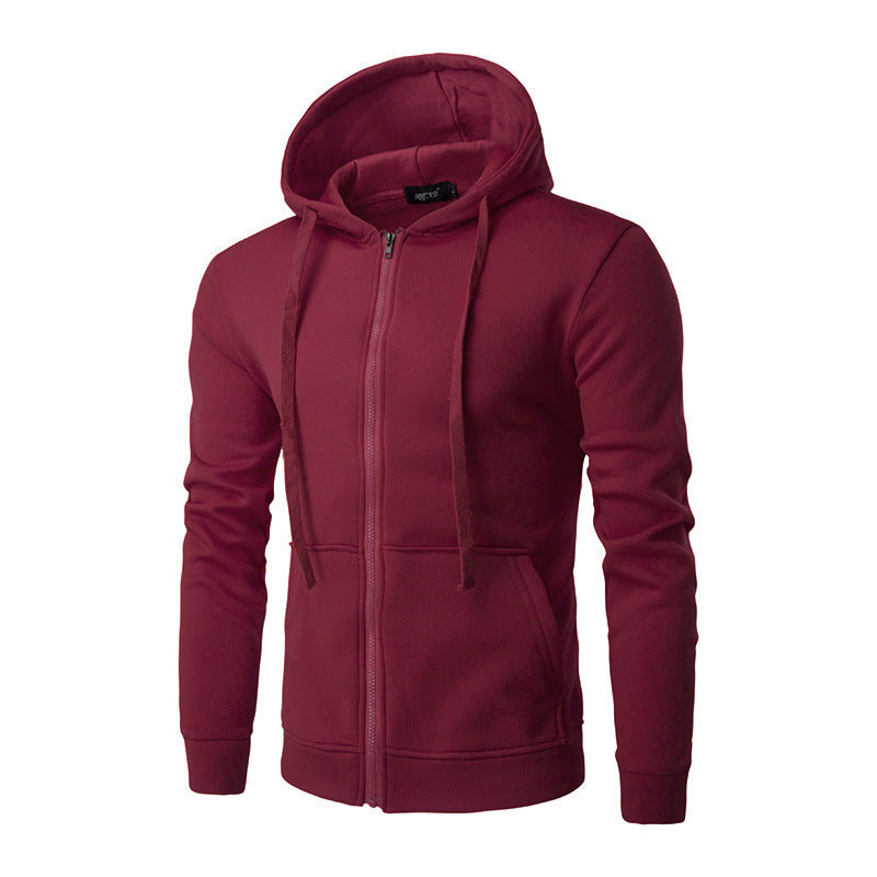Herren nan Slim-Fit Kapuzensweatjacke mit mittigem Reißverschluss, doppellagiger Kapuze und praktischen Eingrifftaschen Drune