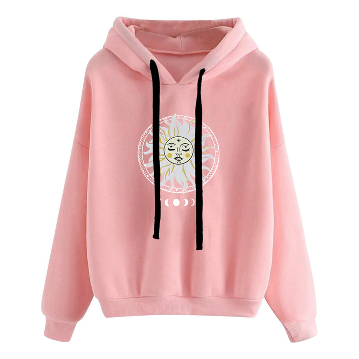 Damen nan lässiger Oversize Kapuzenpullover mit Herz‑und‑Pfotenprint, Kordelzug und gerippten Bündchen Drune
