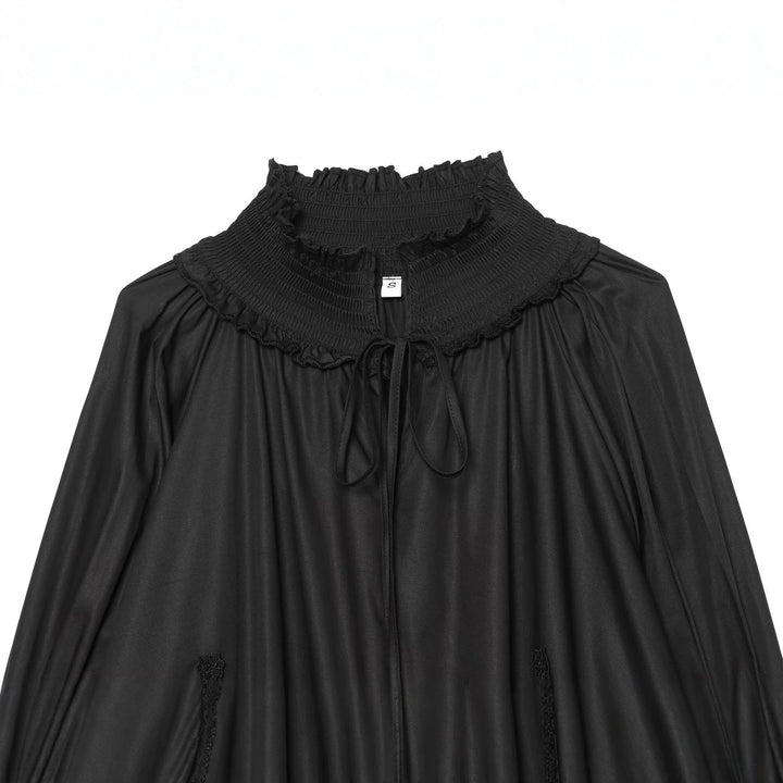 Damen Romantische Bluse mit Volantkragen, Glockenärmeln und Spitzenbesatz Drune