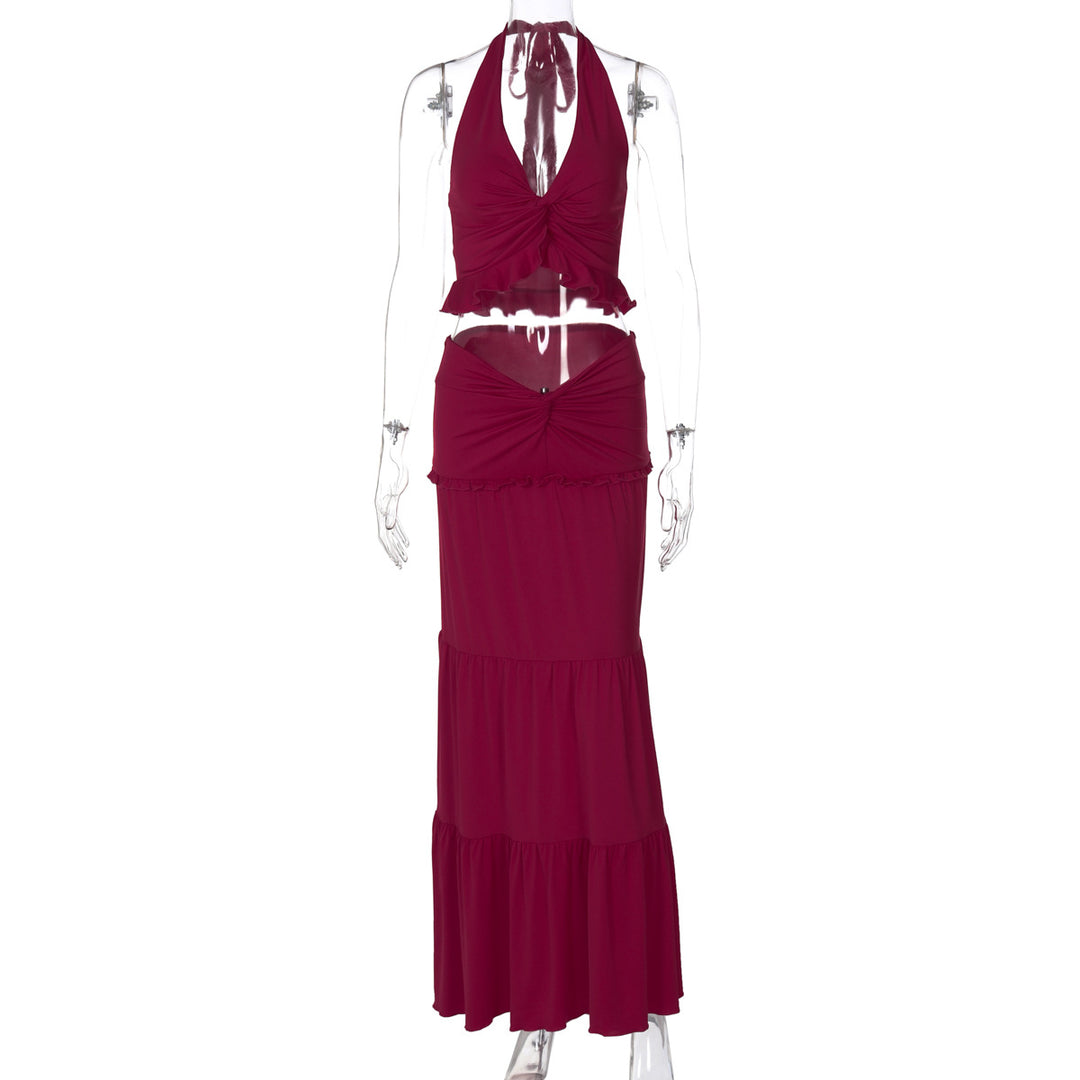 Damen Maxi-Kleid mit offener Rückenpartie und innovativem Wickeldesign Drune