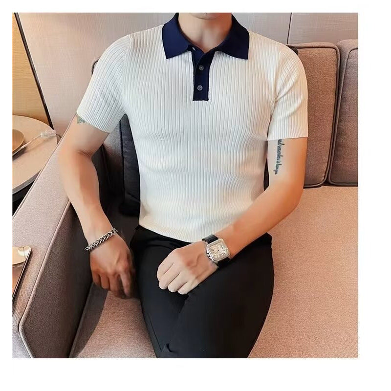 Herren Kurzarm Poloshirt mit Rippstruktur Drune