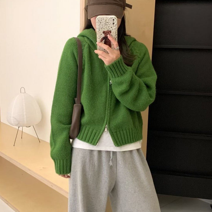 Damen Kuscheliger Hoodie-Cardigan mit Reißverschluss und großen Taschen Drune