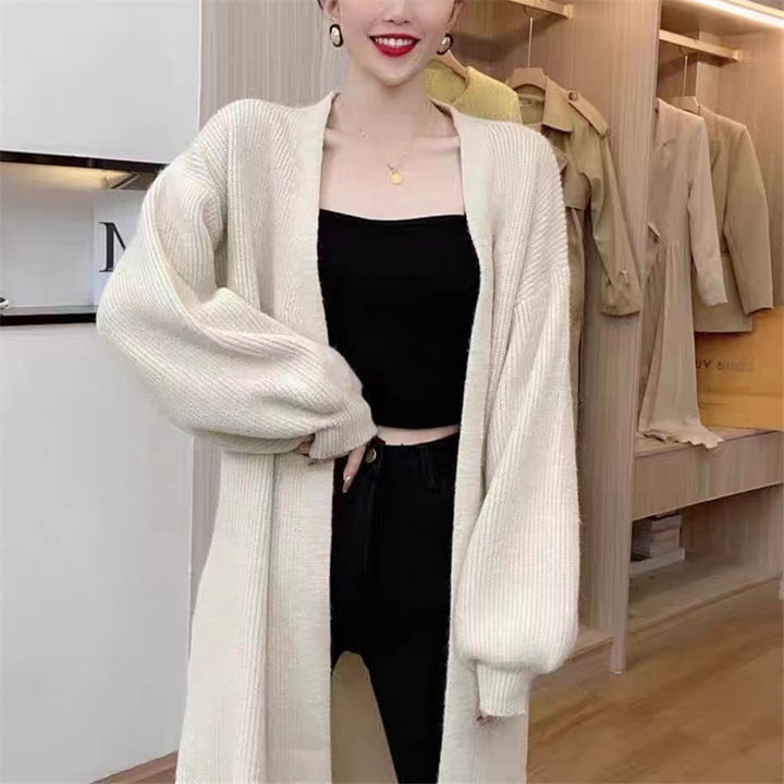 Damen Langärmeliges Strickcardigan mit weichem und voluminösem Material Drune