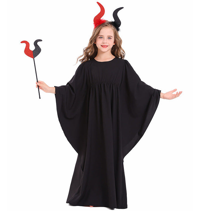 Mädchen märchenhaftes Kleid mit weitem Ärmeln und floralem Gürtel Drune