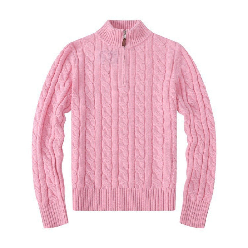 Herren Kabelstrickpullover mit Halbzip und Stehkragen aus weicher Kaschmirmischung Drune