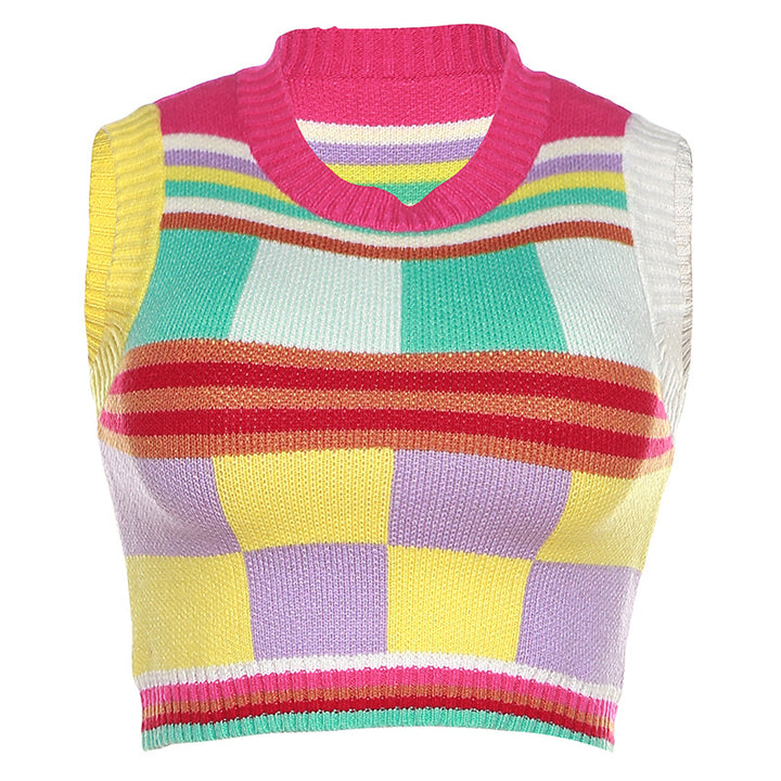 Damen gestreifter, ärmelloser Pullover Drune