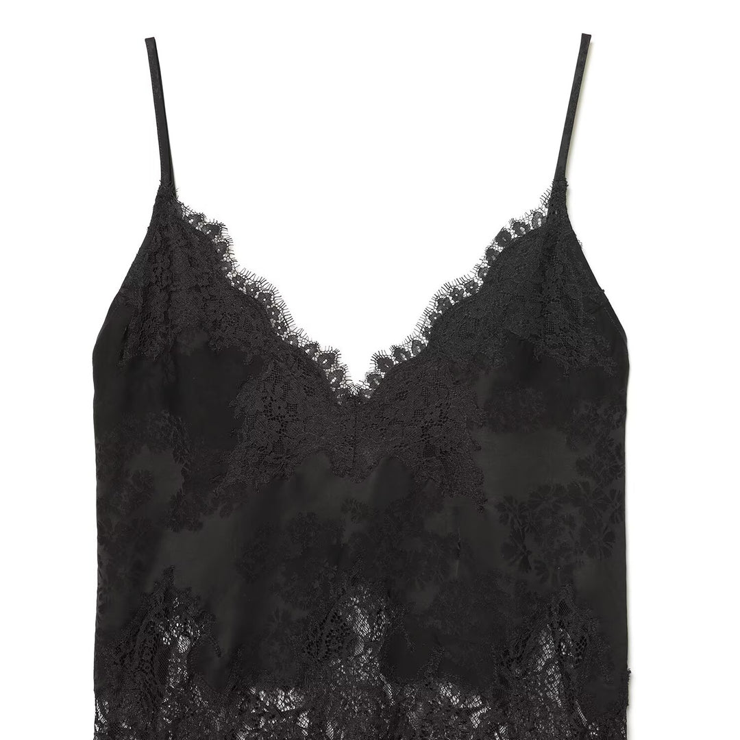 Damen Spitzen-Camisole mit verführerischem V-Ausschnitt und elegantem Spitzenbesatz Drune